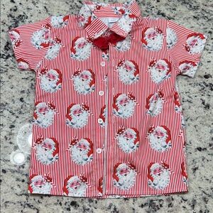 Source Unknown Red and White Santa Kids Button Down Shirt